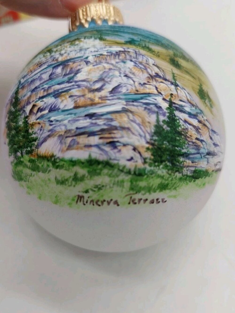 Miniature Oil Painting Christmas Ornament Sandee Minerva Terrace Yosemite